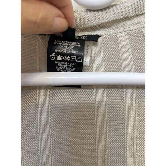 Nic and Zoe Women’s Sweater Cardigan Open Front Silver Striped Oversized Sm Long - Picture 8 of 9